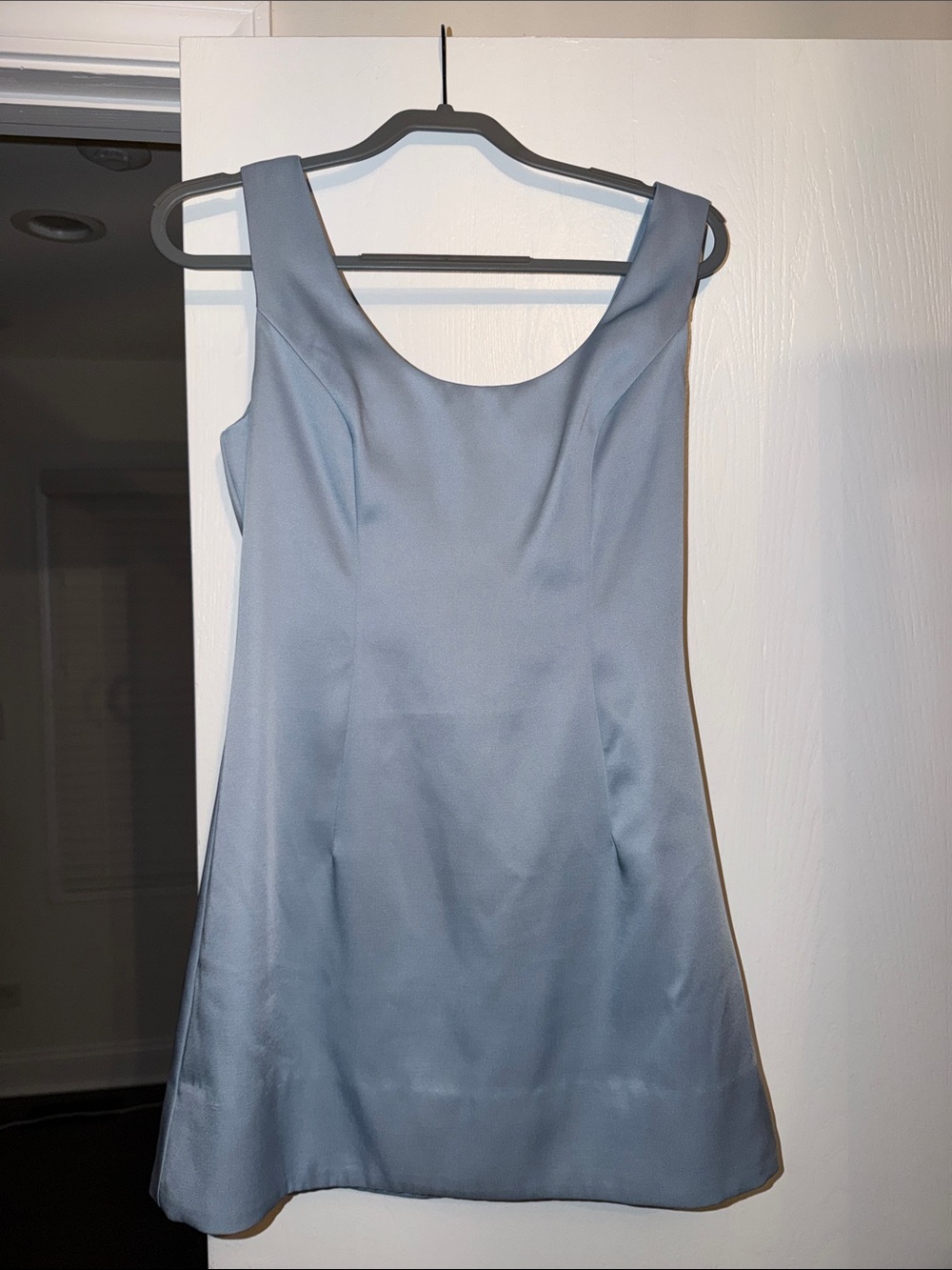 Reformation Satin Mini Dress in Light Blue
